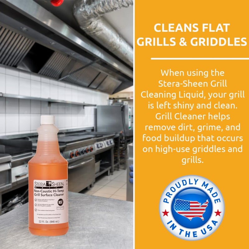 Stera Sheen - Grill Cleaner - Food Safe, Non-Caustic Formula - Restaurant & Cafe Quality Cleaner for Flat Top Grills and Griddles - Eliminate Tough Encrusted Grease - 32 fl oz Bottle (1 count) - Image 5